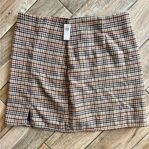 NWT Old Navy Brown Houndstooth High Waisted Mini Skirt Women's XL